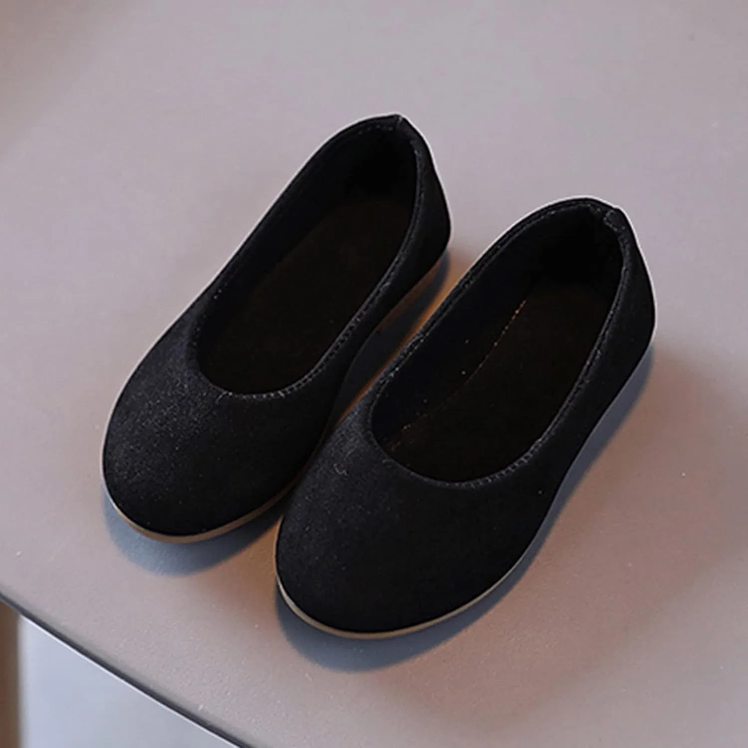 Детские ботинки для девочек с однотонным принтом из кожи, Black — фото 2