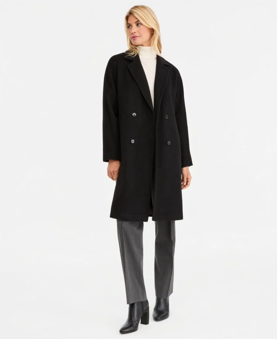 Пальто двойное с лацканами Calvin Klein, Black