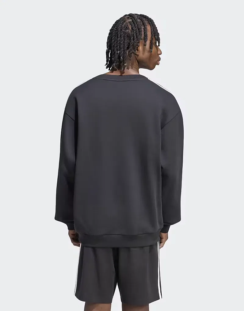 Толстовка Adidas Performance Essentials с тремя полосками из французского махрового трикотажа, черно-белая — фото 2