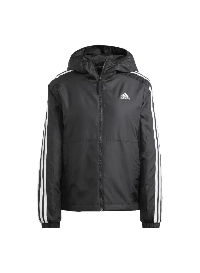 Куртка утепленная с капюшоном Essentials 3-stripes Adidas, черный — фото 2
