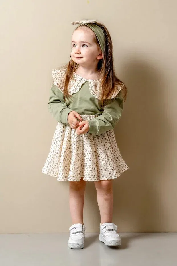 Детский комплект для девочек с цветочным принтом Glam Jnf Kids, Mint Green — фото 3