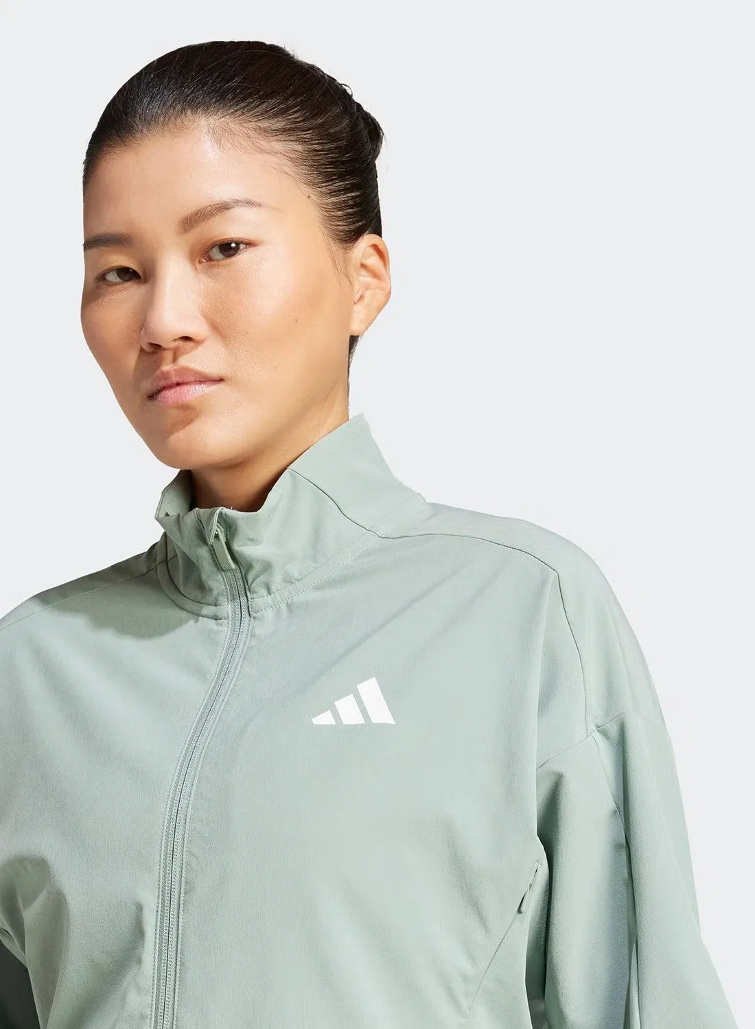 Ветровка тренировочная с сетчатыми вставками D4T Adidas, серо-зеленый — фото 4