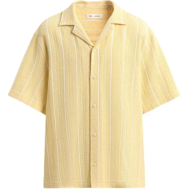 Мужская рубашка с отложным воротником прямого кроя Yellow ZARA, Yellow — фото 3