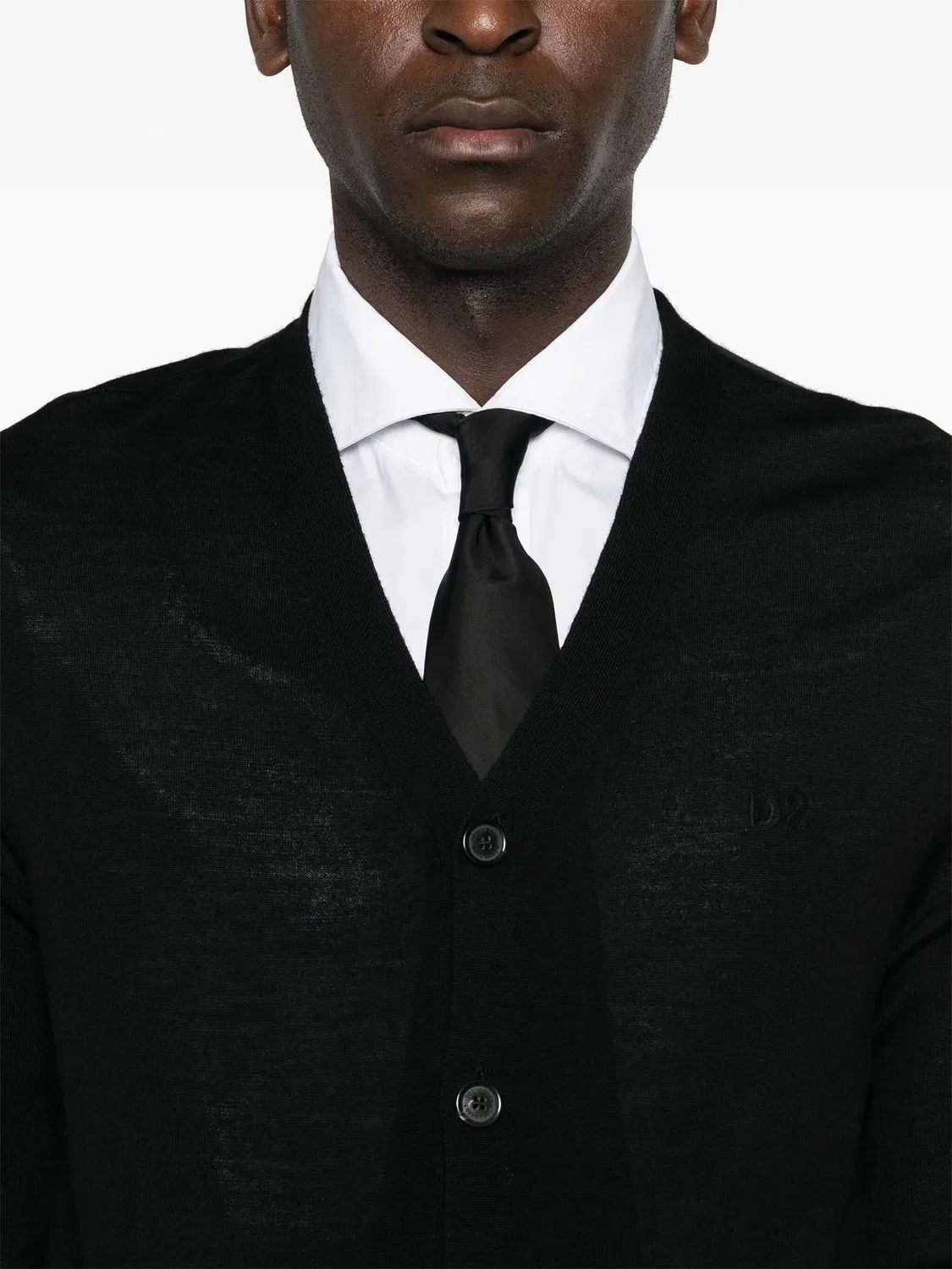 Кардиган из virgin wool с вышитым логотипом DSQUARED2, черный — фото 3