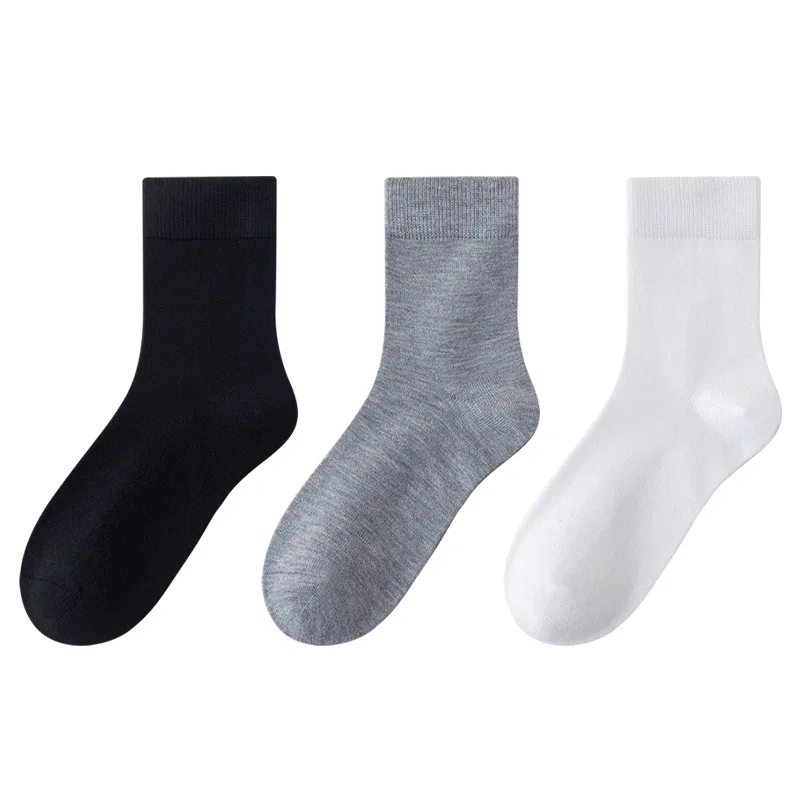Детские носки средней длины, комплект из 3 пар, Black Light Gray White, MIIOW