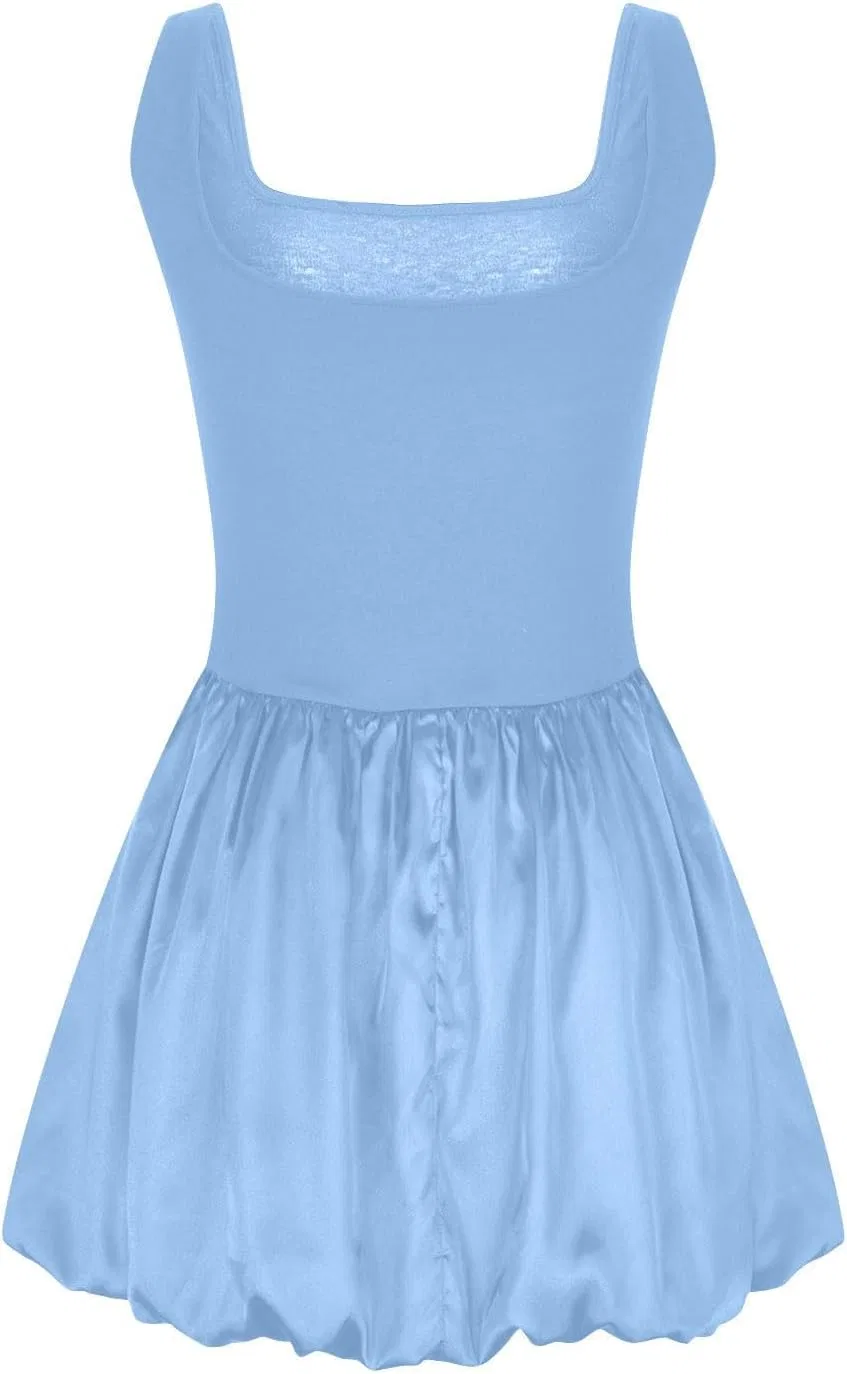 Женское мини-платье с квадратным вырезом Swing Babydoll, Light Blue — фото 4