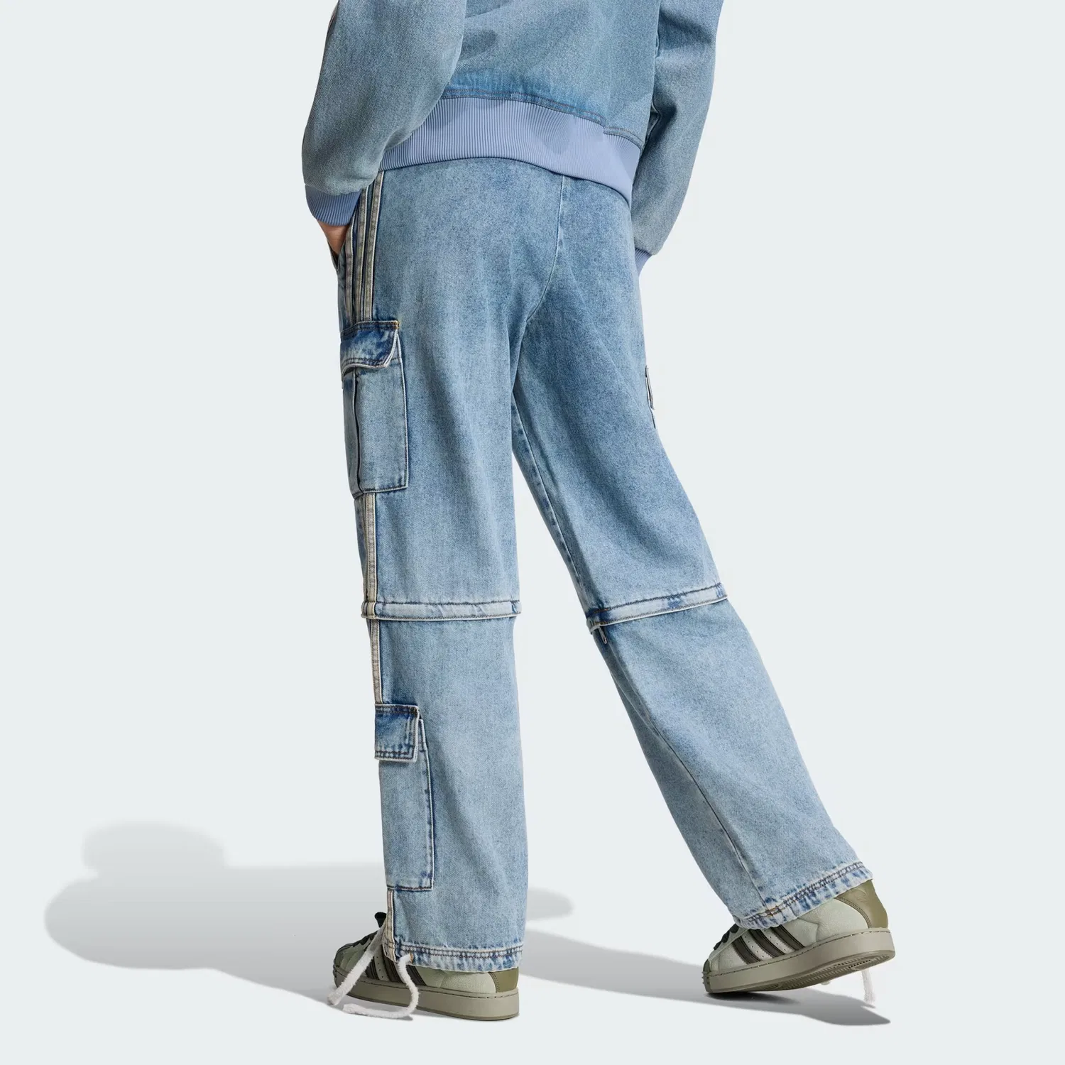Женские джинсы свободного кроя Mid-Rise 2-in-1 Adidas Originals, потертый синий деним — фото 3