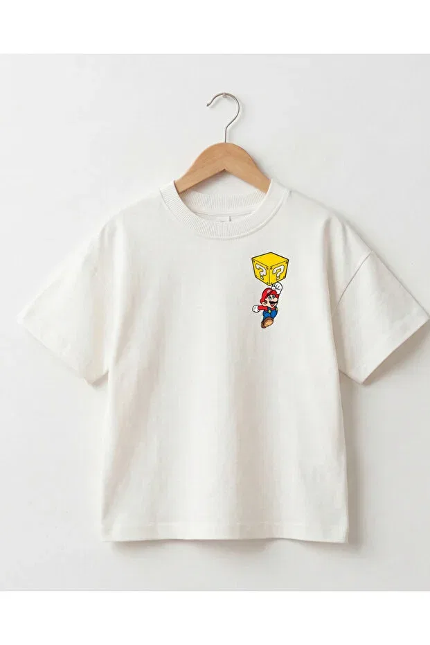 Детская футболка с принтом Oversize Children'S Oversize Back And Front Printed T-Shirt Game Themed 100% Cotton Unisex T-Shirt Babytex, Ecru