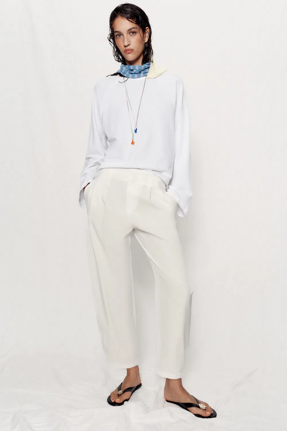 ШАРИК БУМАЖНЫЙ ПАКЕТ БРЮКИ ZARA, Ecru