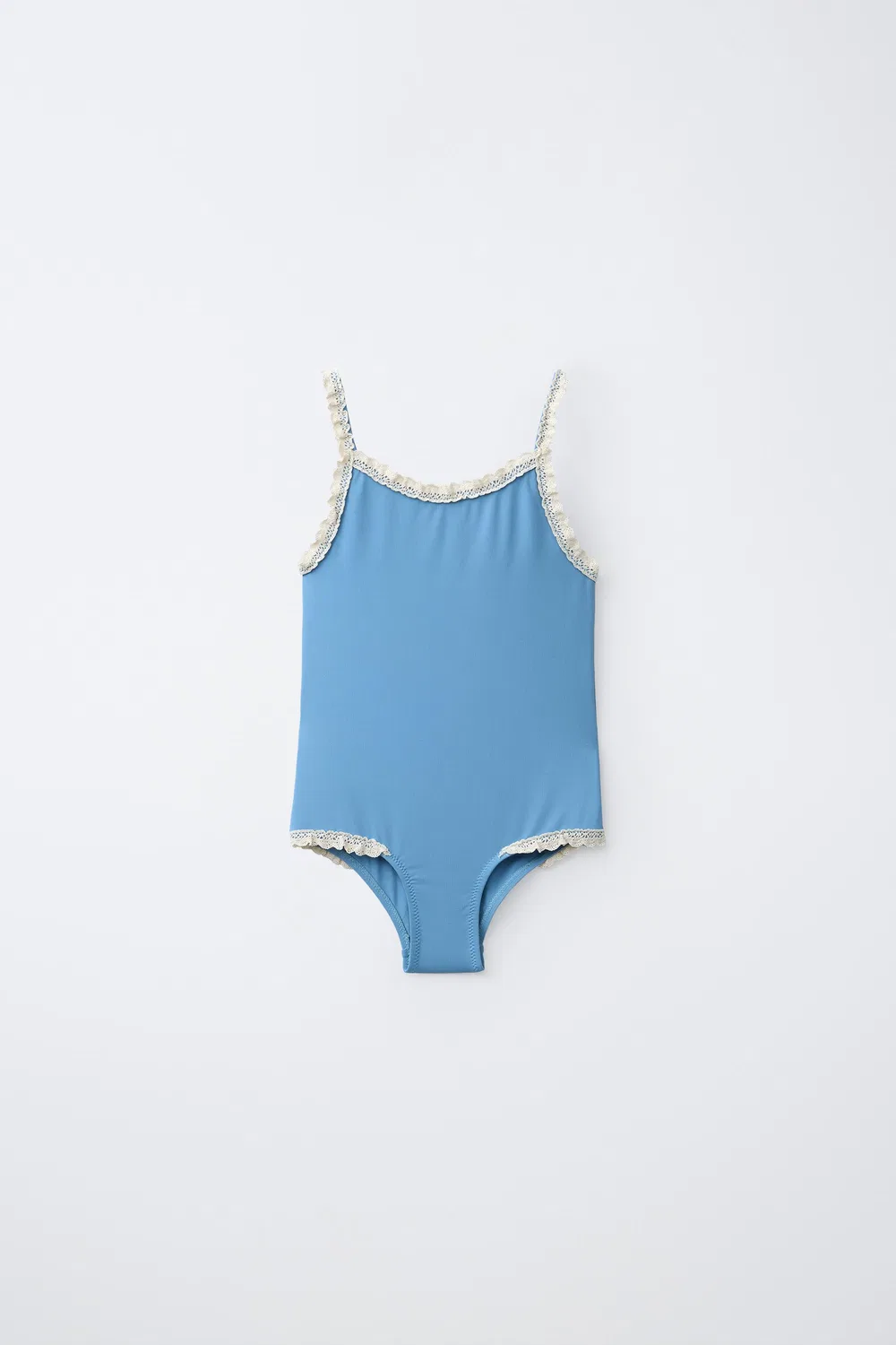 Для детей 6-14 лет / Купальник с контрастной кружевной отделкой ZARA, Petrol Blue