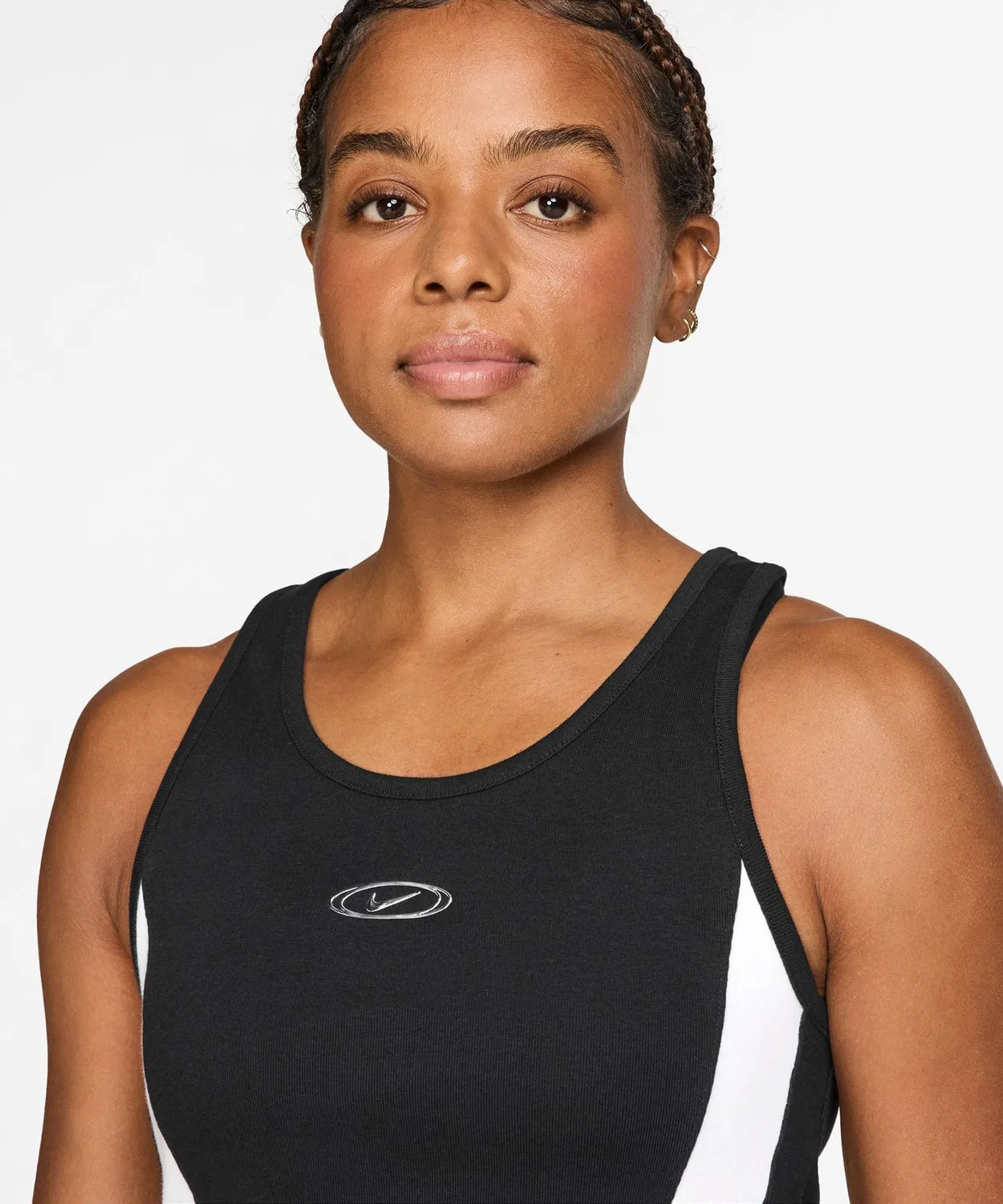 Женский хлопковый топ без рукавов укороченный NIKE Street GX Crop Tank, Black — фото 2