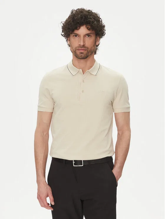 Поло slim fit Paule Boss, бежевый