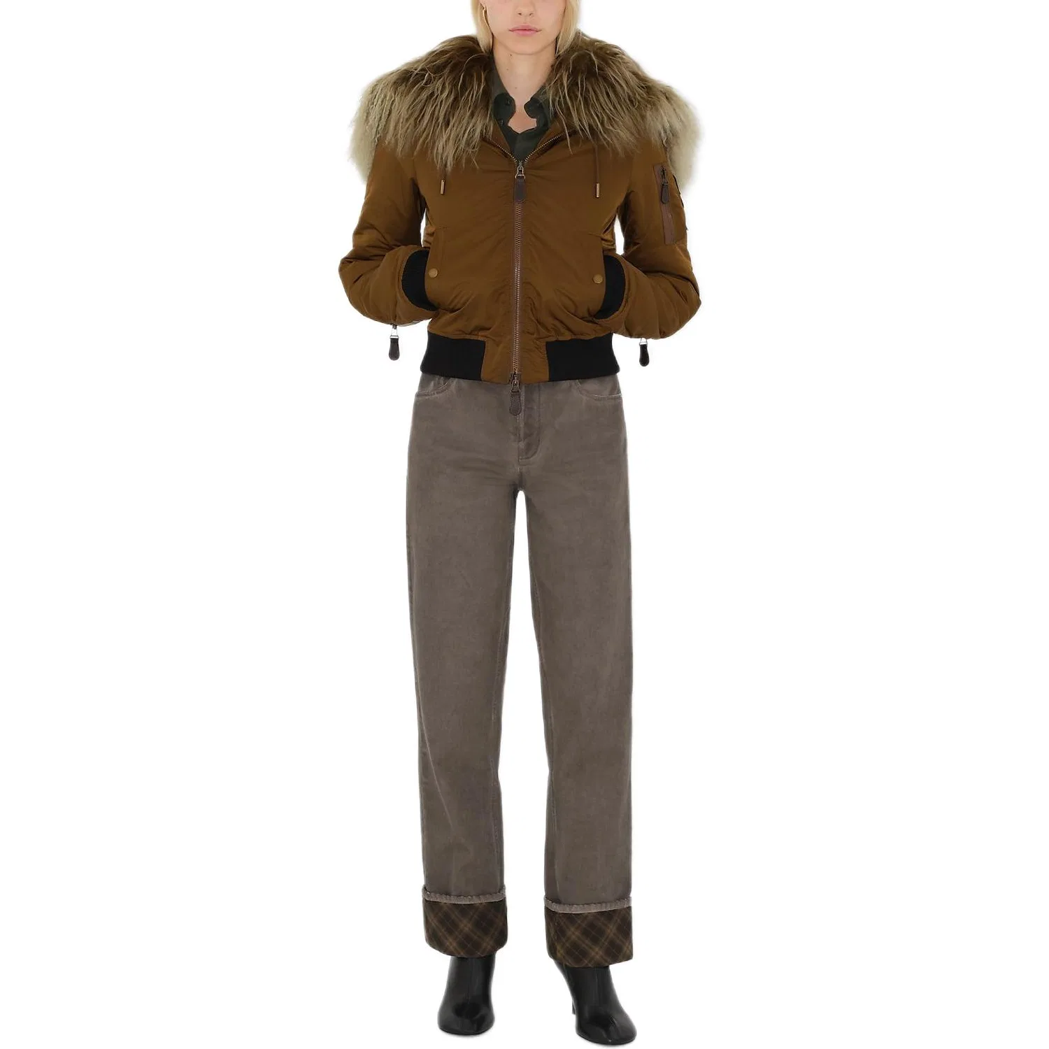 Женская пуховая куртка-бомбер Burberry, Цвет Umber — фото 3