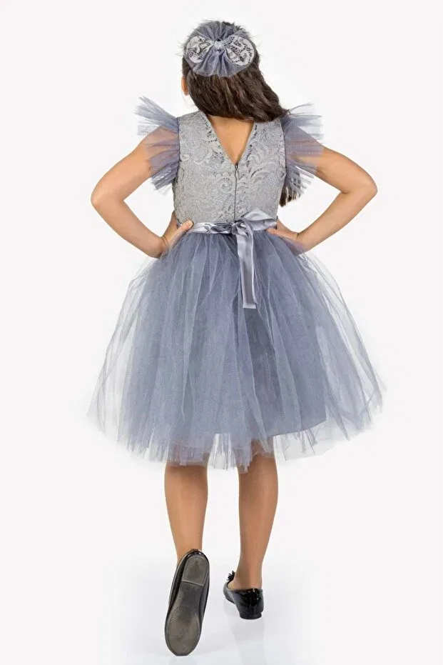 Детское платье для девочек кружевное Mnk Baby&Kids, Gray — фото 4