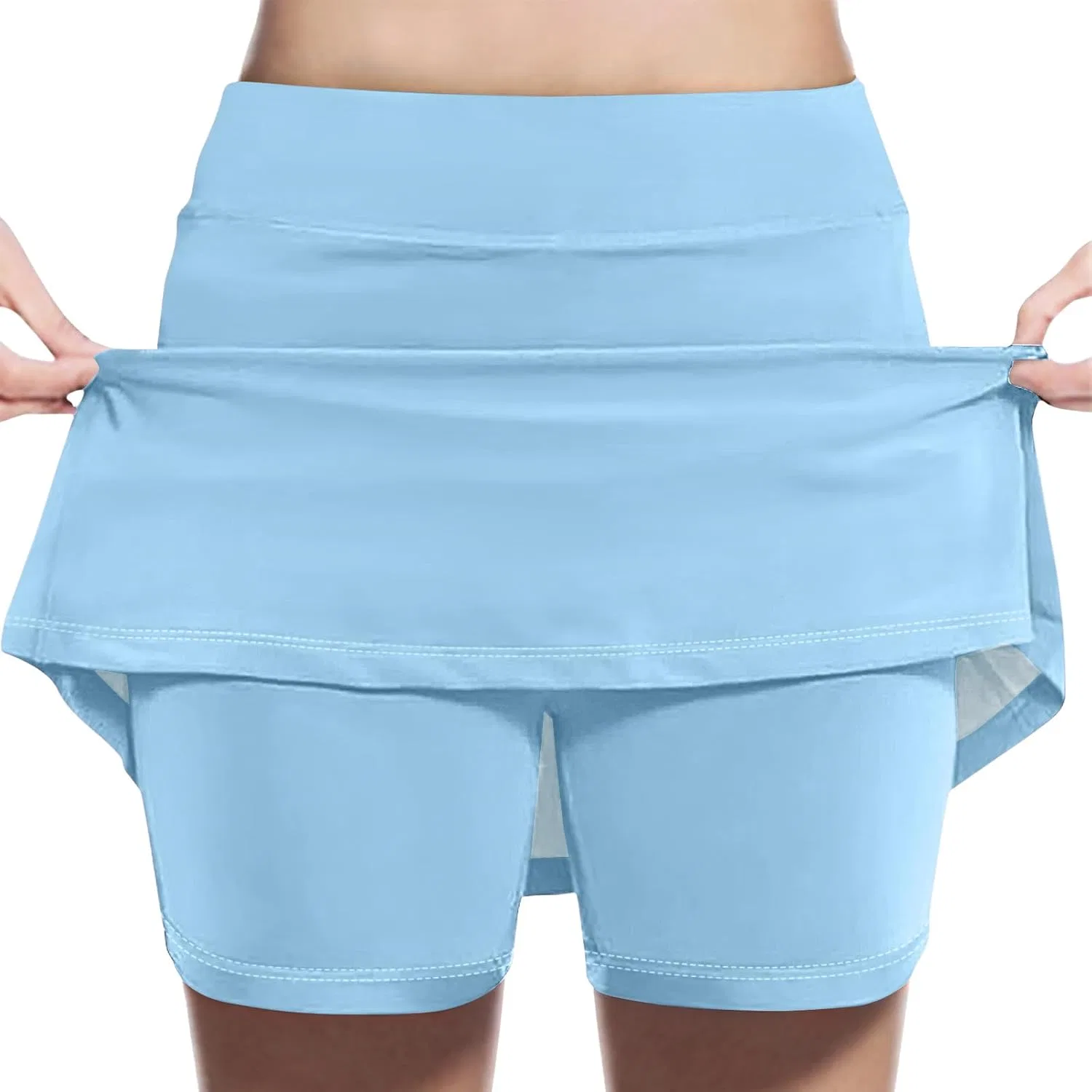 Юбка-шорты теннисная высокая талия Athletic Skirt со встроенными шортами Sky Blue