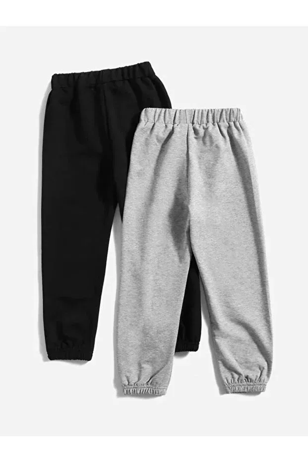 Детский спортивный костюм для девочек с принтом Sportswear Morning Kids, Серо-Черный — фото 2