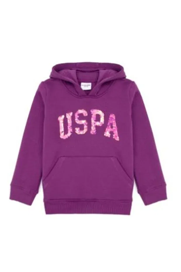 Детское худи для девочек базовое U.S. Polo Assn., Violet — фото 4