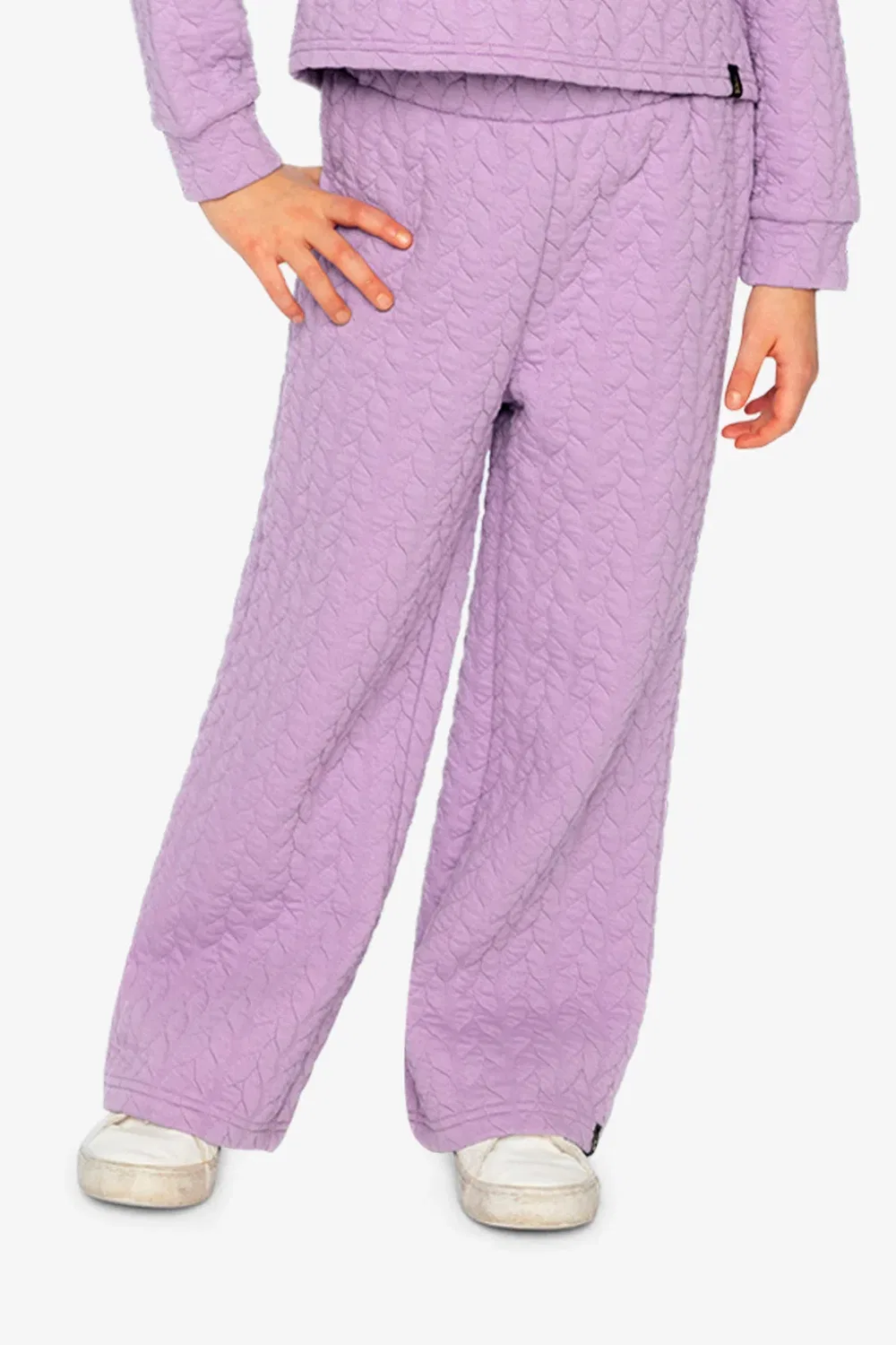 Детские брюки с широкими штанинами с жаккардовым узором Wide Leg Jacquard Deux par Deux, фиолетовый — фото 2