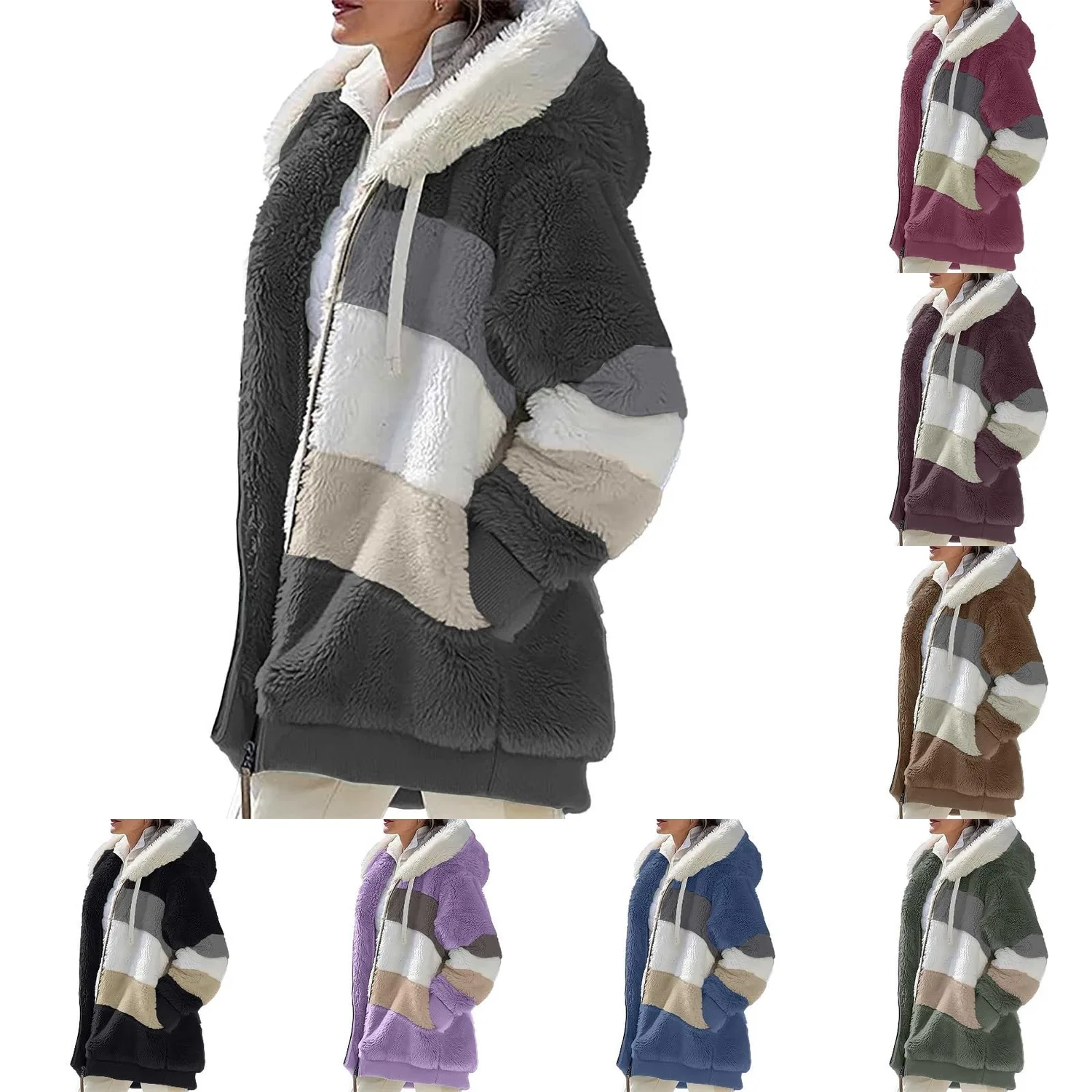 Женский флисовый худи с принтом Oversized Winter Hoodie, C — фото 4