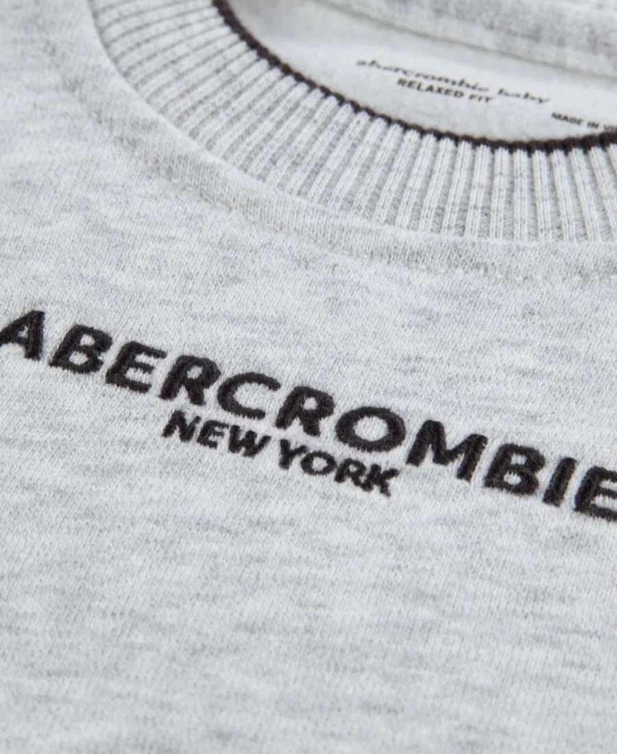 Комплект лонгслив и брюк для мальчика, с капюшоном, из хлопка abercrombie kids, Light Grey Heather — фото 4