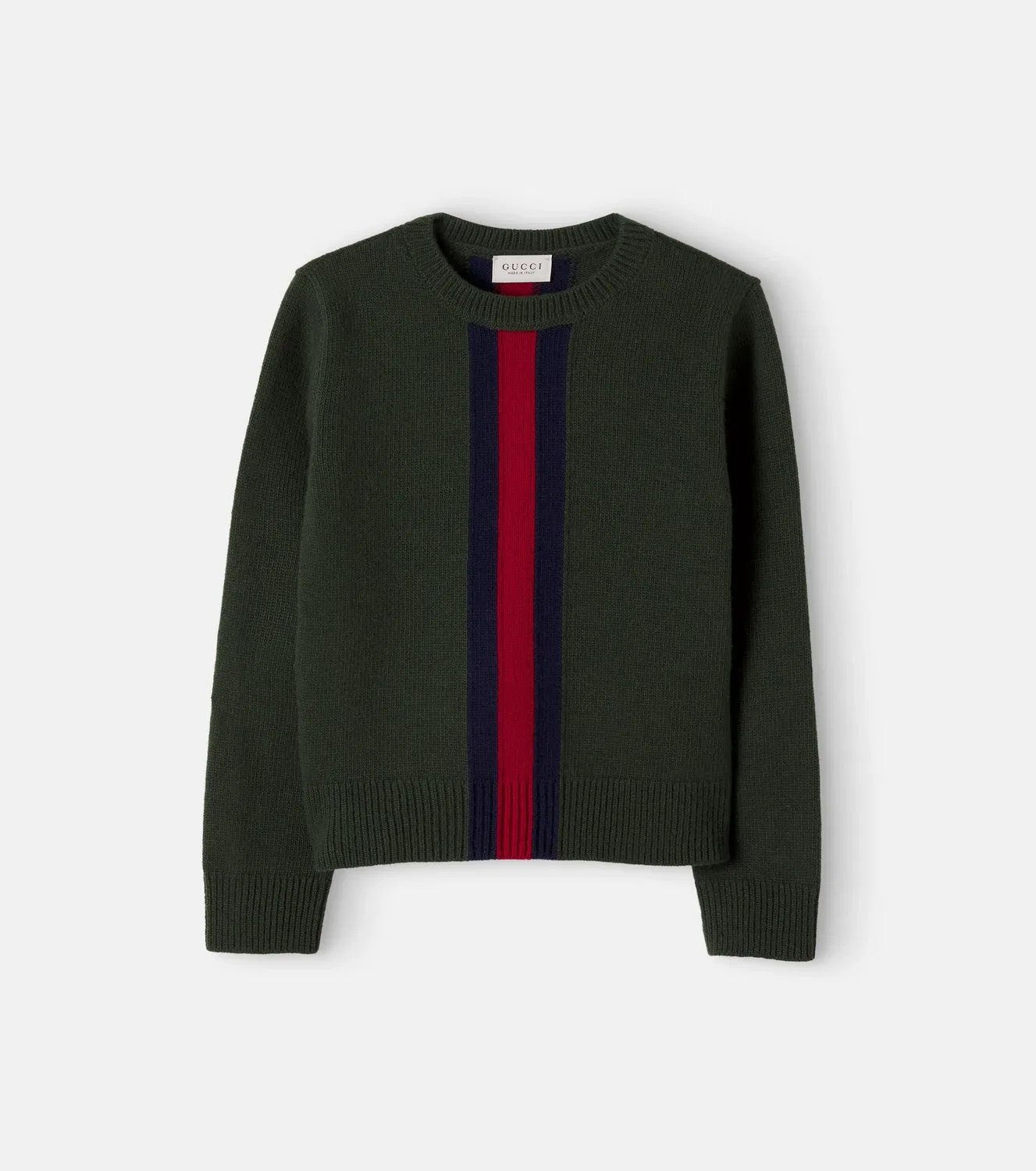 Свитер шерстяной с жаккардовым узором Gucci Kids, зеленый