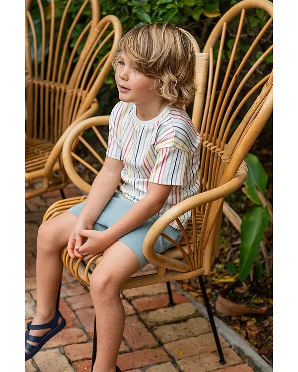 Детский топ с принтом Unisex Dropped Shoulder Tee Pehr, Stripes Away Rainbow — фото 3