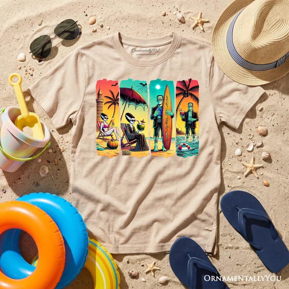 Детская футболка с принтом Frankenstein Summer Vacation OrnamentallyYou, Sand