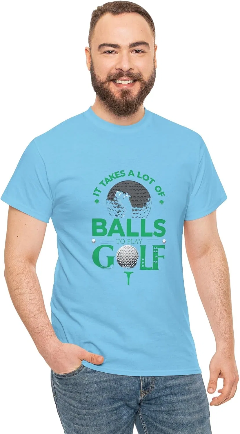 Футболка с принтом It Takes A Lot of Balls to Play Golf Gildan 5000, Sky — фото 2