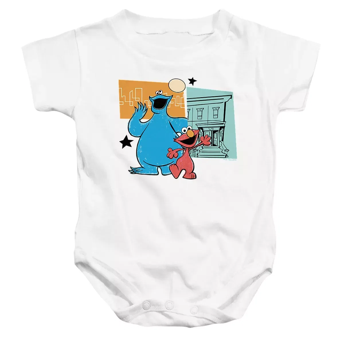 Детское боди для мальчиков с коротким рукавом Sesame Street Street Beats Cookie Monster And Elmo, White