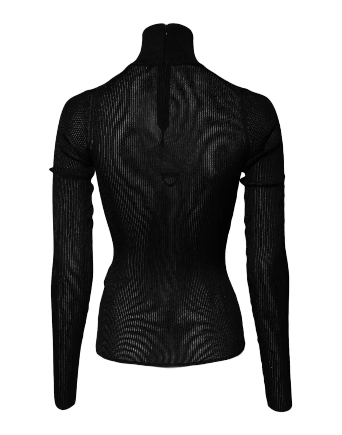 Женский трикотажный лонгслив с высоким воротом Turtle Neck Blouse Dolce & Gabbana, Black — фото 4
