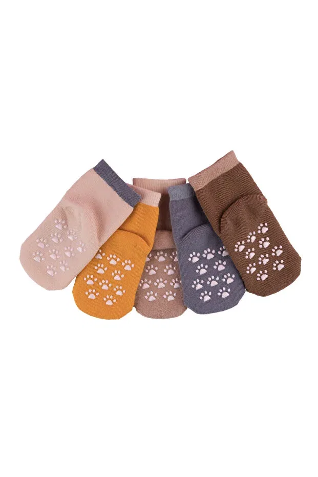 Детские носки с принтом 5-Piece tiny traces non-slip b printed towel socks Hogso, Multicolor — фото 2
