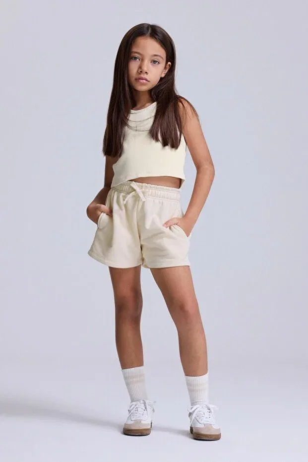 Детские шорты для девочек хлопковые Basics Babokah, Cream — фото 2
