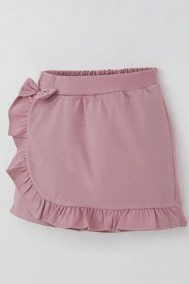 Детские шорты-юбка для девочек с бантом и рюшами Breeze, Rose Dry — фото 3