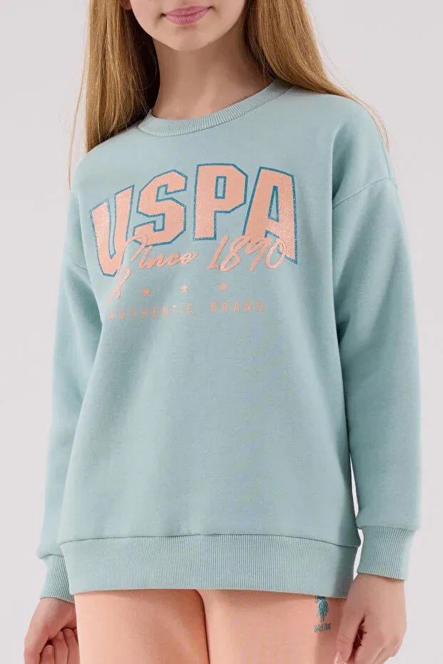 Детский комплект для девочек с вышивкой U.S. Polo Assn., Water Green — фото 4