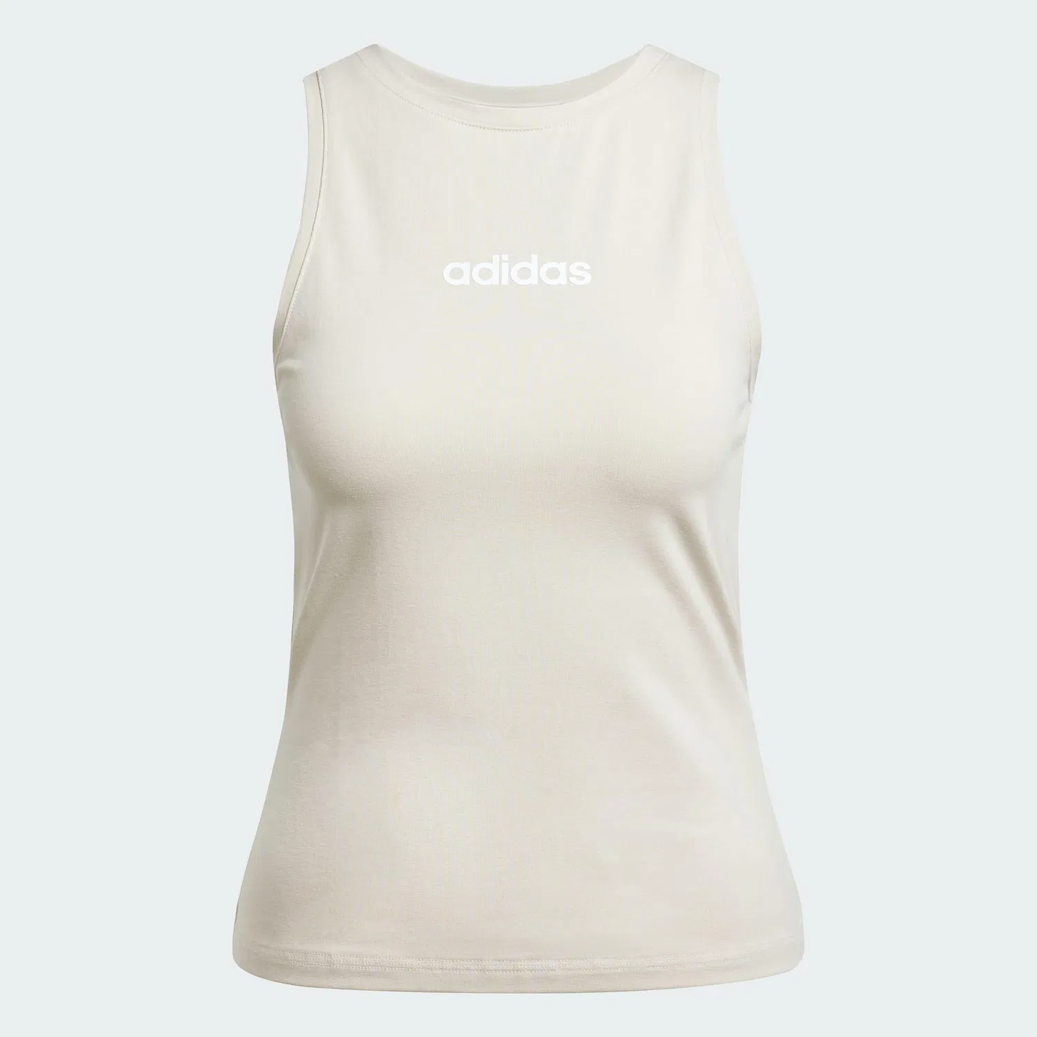 Женский хлопковый топ Essentials Linear Slim Adidas, Beige / Weiss — фото 2