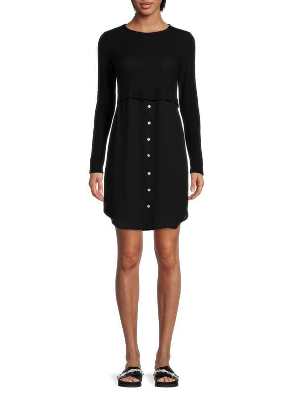

Платье на пуговицах Renee C. с длинными рукавами, черный