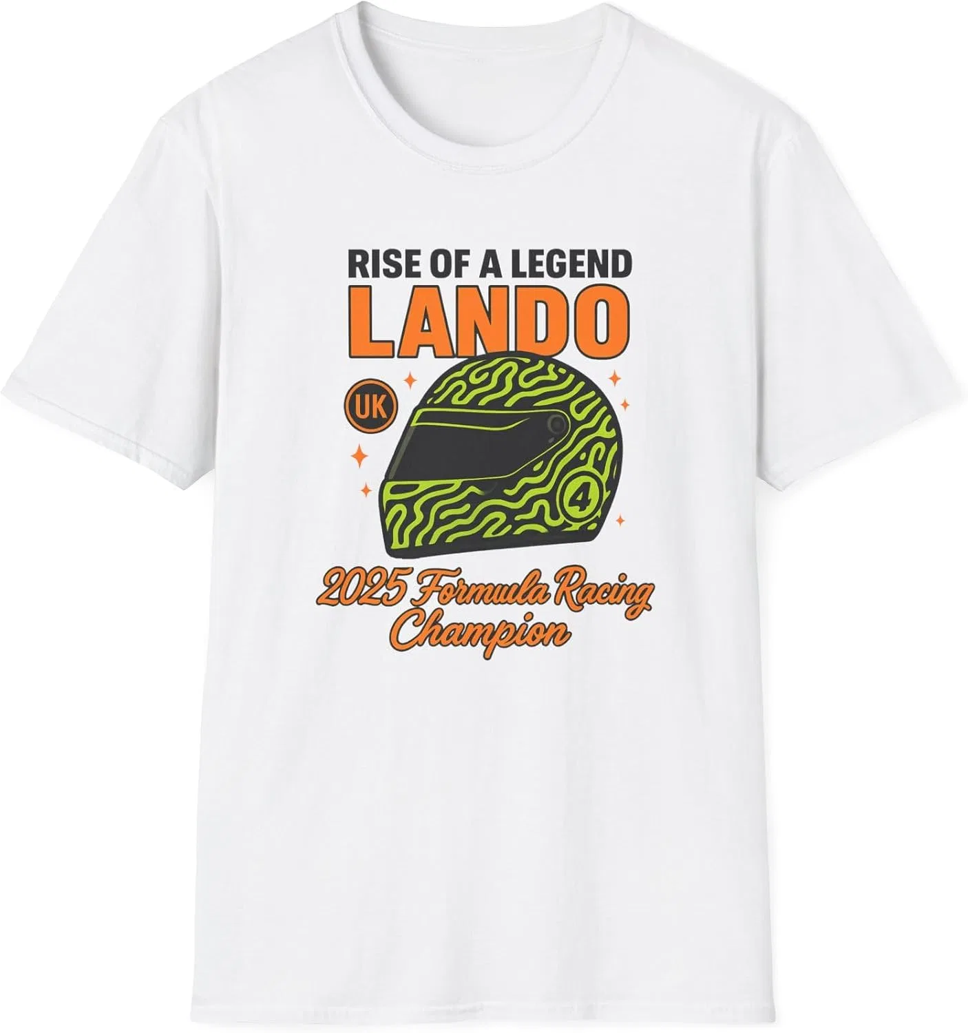 Женская футболка с принтом Salute to Norris, Formula Racing Champion 2025, Retro Lando Helmet Tee, Rise of a Legend, белый