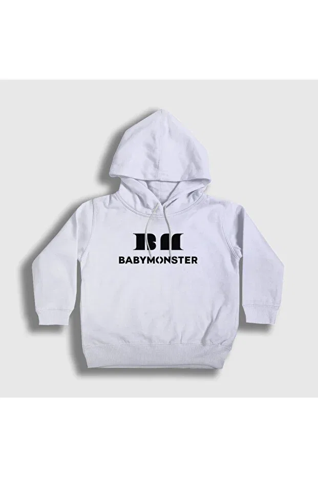 Детское худи для девочек с принтом Logo K Pop Baby Monster Presmono, White