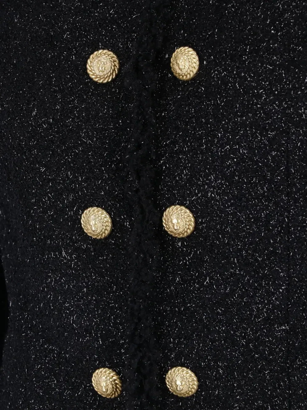 Твидовый жакет с пуговицами-львами Balmain, черный — фото 3