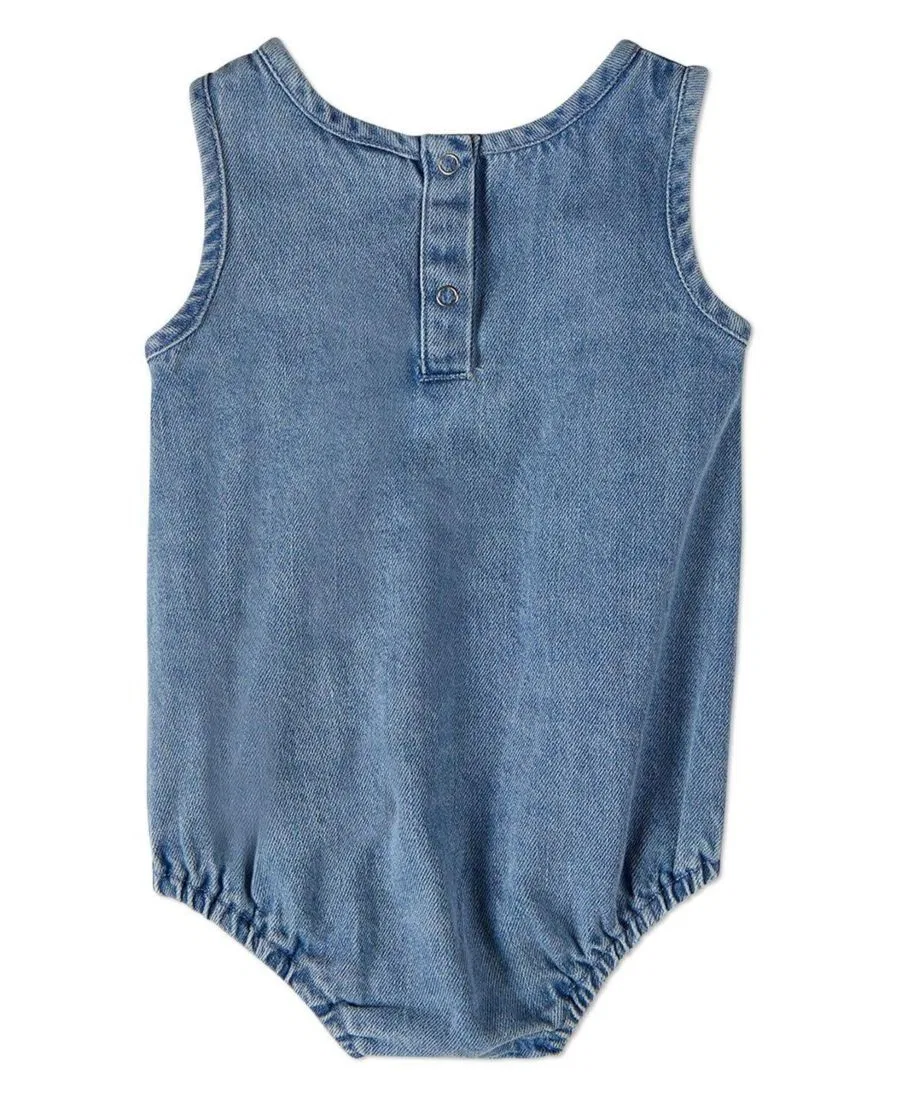 Боди-комбинезон из денима с принтом Petit Amour MeMoi, Denim — фото 2