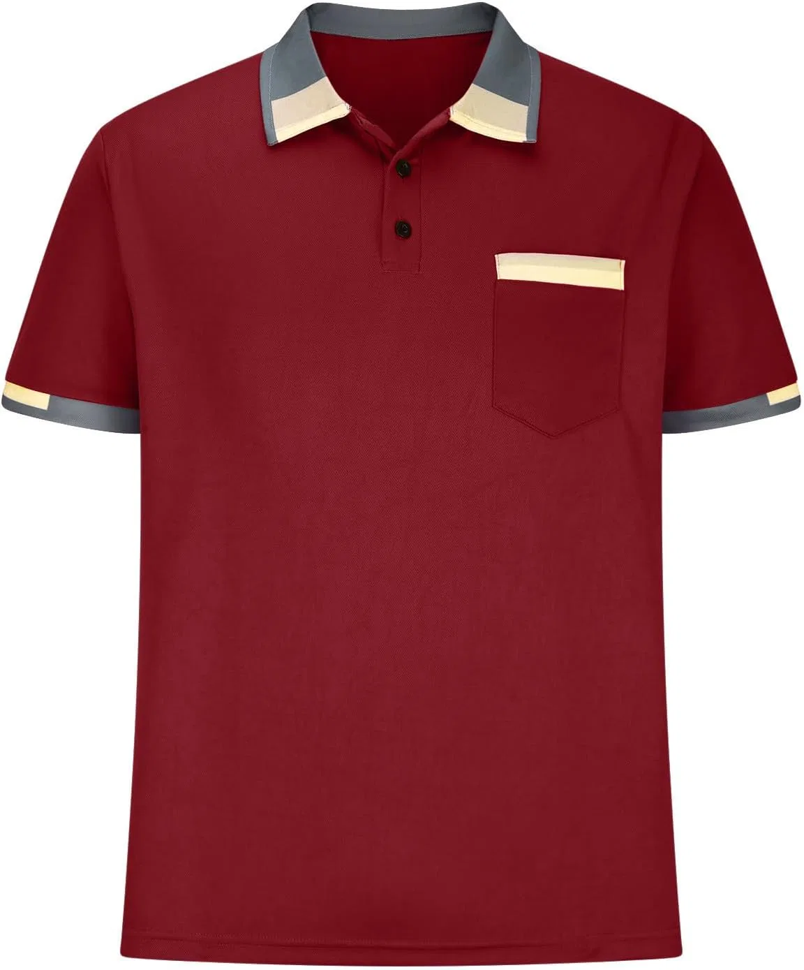 Мужская спортивная футболка с цветовым блоком и лацканом Golf, Wine — фото 2