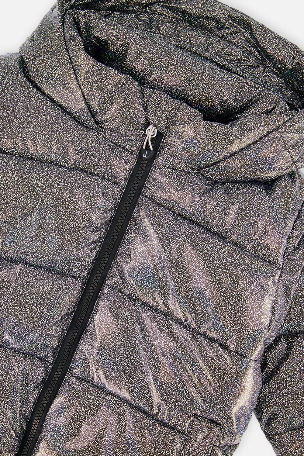 Детская зимняя куртка пуховая с блеском модель Winter Puffy Jacket Deux par Deux, Black Glitter — фото 3