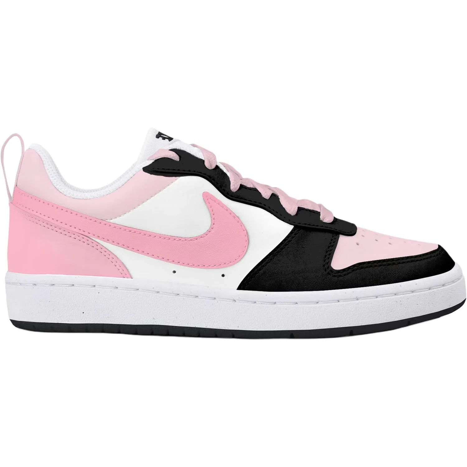 Детские кроссовки для скейтбординга с кожаным верхом Nike Court Borough 2, Black Pink — фото 4