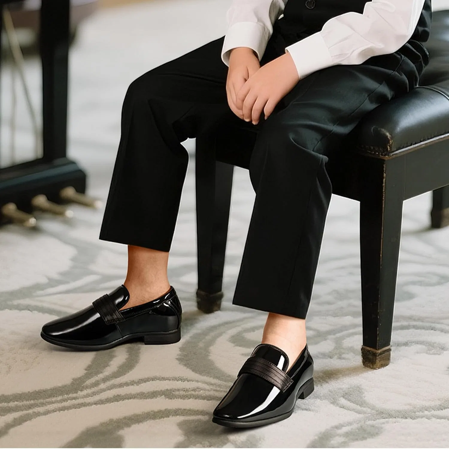 Детские туфли-лоферы для мальчиков Tuxedo Loafers Bruno Marc, Bright Black — фото 4
