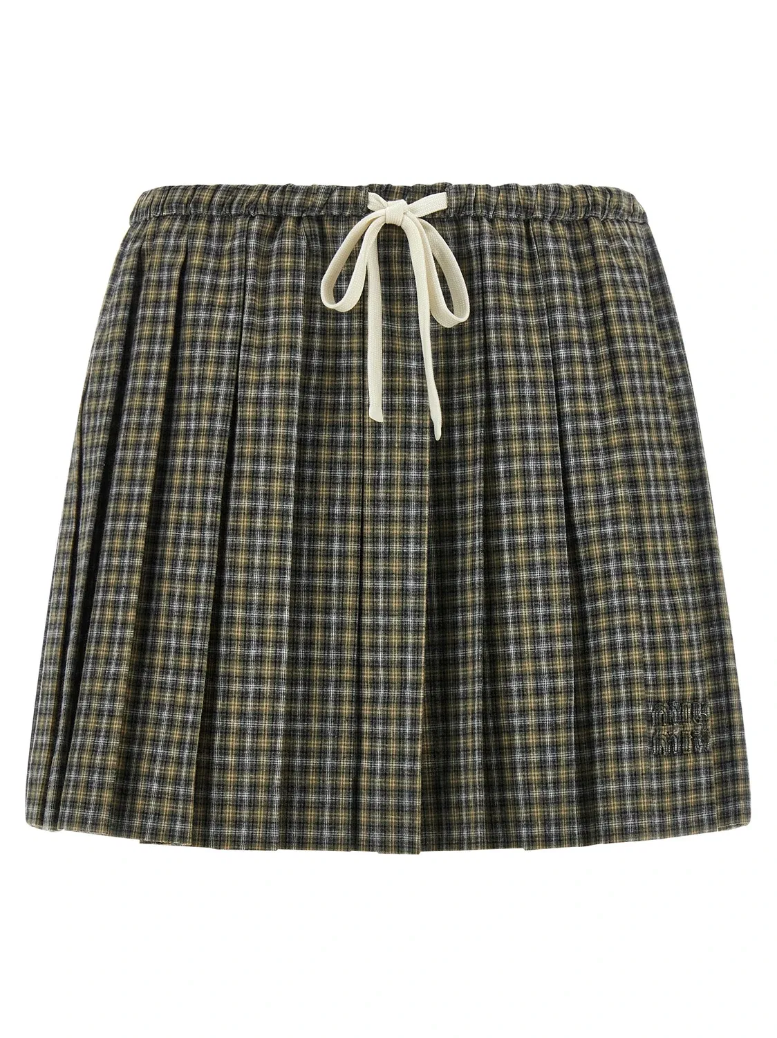 Юбка плиссе с шотландкой MIU MIU, мультиколор