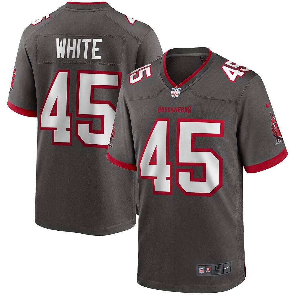 

Мужское джерси Nike Devin White Pewter Tampa Bay Buccaneers Game, цвет Buc Charco