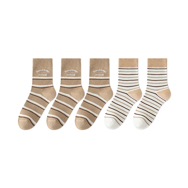 Детские носки 5 пар MINISO, Khaki Pinstripe