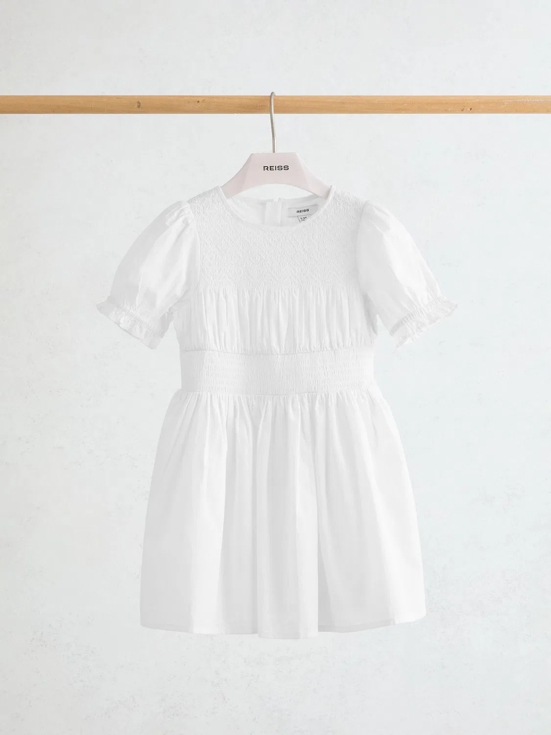 Платье с буфчатыми рукавами Reiss White Amber, белое