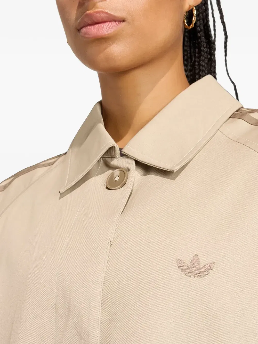 Пальто с манжетами на ремешках и 3 полосками Adidas, бежевый — фото 4