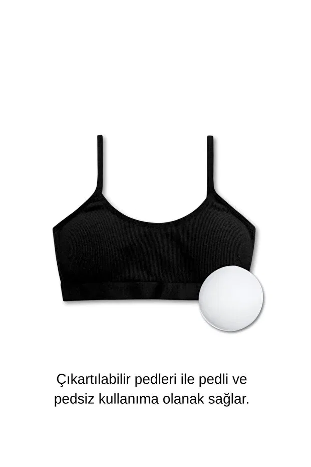 Детское для девочек топ-бра хлопковый с бретелью Panfilia, Black-Black — фото 4